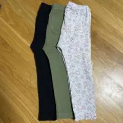 UNIQLO ユニクロレギンス 3点セット 黒 オリーブ 花柄