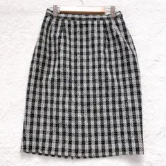 WORLD【gio】ひざ丈 タイトスカート(42) チェック柄 バックスリット