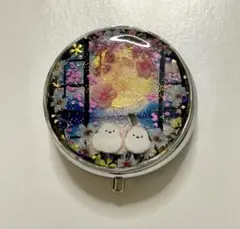 ハンドメイドピルケース【シマエナガさんの月光浴】