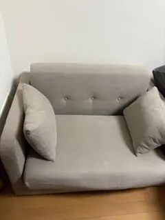 ベージュ　グレー ソファベッド　2人掛け