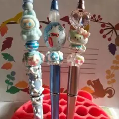 カスタムボールペン3本、各種ビーズセット