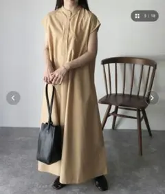 Riberry バンドカラーシャツワンピース　ブラウン系　Msize