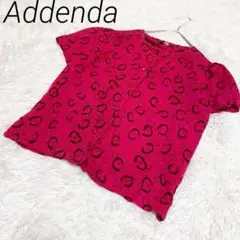 Addenda ピンク ハート模様 半袖シャツ 玉ボタン　レナウン