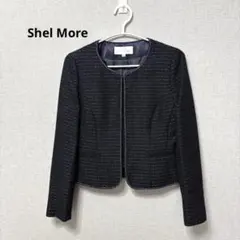 美品 Shel More ノーカラージャケット ネイビー Mサイズ 紺色
