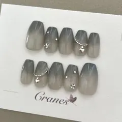 【ネイルチップ現品】マグネット　グラデーション　ネックレス風ストーン10個セット