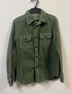 ジーンナッソーズ オリーブグリーン 長袖シャツ ボタン付き 起毛コットン