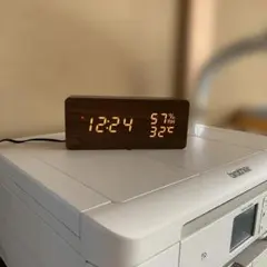 ジャンク品　デジタル置時計 ウッド調 温湿度計