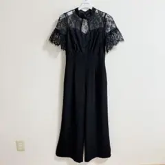 美品 リリーブラウン パンツドレス 黒 レース 結婚式 オケージョン