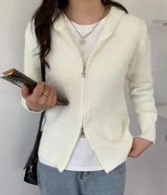 ABITOKYO カーディガン ジップアップ フーディ ニット フリーサイズ