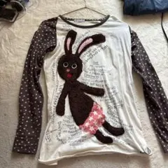 rough natural charm ウサギ長袖Tシャツ