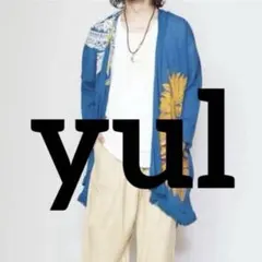 美品☆ チャイハネ　yul トライバル柄フリンジ　カーディガン ブルー Fのサムネイル