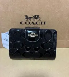 COACHアウトレット 二つ折り財布 シグネチャー ブラック エンボス