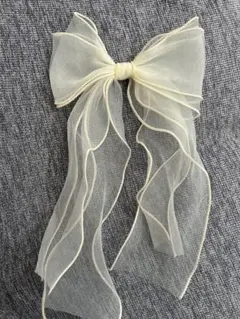 アイボリー シフォンリボン ヘアアクセサリー