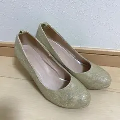 結婚式 お呼ばれ パーティー ラメ パンプス グリッター ゴールド 金