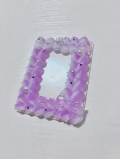 ホイップデコ 硬質カードケース B8 ホワイト 紫 リボン パール