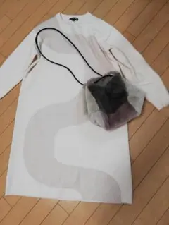 一回使用★ボアの巾着風のパッチワークバッグ★茶系ベージュ系