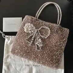 極美品✨アンテプリマ❣️ワイヤーバッグ　ナストロ　リボン　保存袋　ビジュー　ピンク