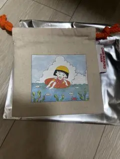 3COINS りぼん70th 巾着　ちびまる子ちゃん