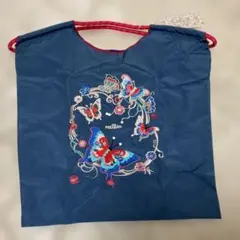 D.KELLY 刺繍エコバッグ　蝶々　ブルー　　新品、未使用　タグ付き