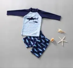 美品)サメプリント ラッシュガード 水着セット