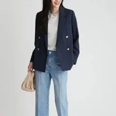 【MilaOwen】2サイズ金釦ダブルブレザー/0サイズ