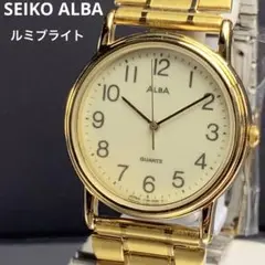 日本製 SEIKO ALBA QZ ルミブライト 電池交換済 BEAR製ブレス