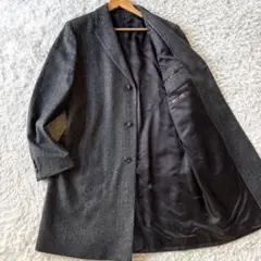 極美品　ヒューゴボス　チェスターコート　メランジ　ビジネス　52 グレー　2XL