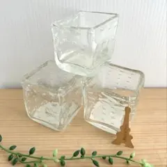 ★手作りガラス 気泡模様 キャンドルホルダー3個セット★アロマ 鉢カバー 雑貨