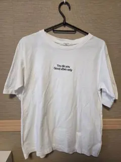 Samansa Mos2 blue ロゴTシャツ ホワイト