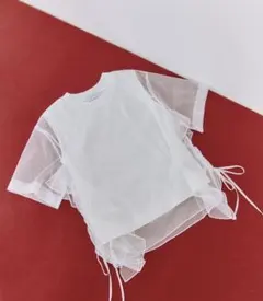 【サステナブル】・【定番人気】ギャザーチュールトップス