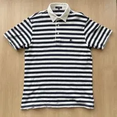 バーバリーロンドン ポロシャツ ボーダー Lサイズ 刺繍ロゴ