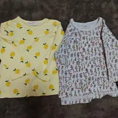 ロンＴ トップス 長袖 80 レモン柄 花柄 セット売り