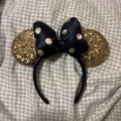 ミッキー耳カチューシャ ネイビーゴールド