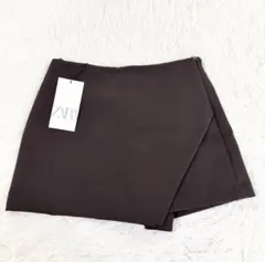 新品タグ付✨ZARA アシンメトリースコート ラップ ミニ S ブラウン ザラ