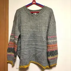 マロン様　専用です。チチカカ　可愛いカラフルストライプのグレーセーター
