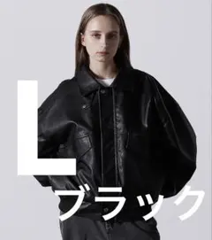 clel ヴィンテージ デザイン 合皮 フェイク レザー ブルゾン ブラック L