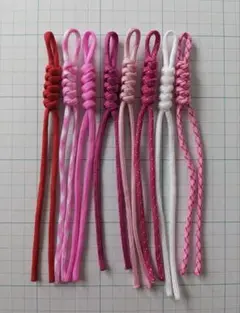 １　パラコード　パーツ　8本セット　【ハンドメイド】　ピンク