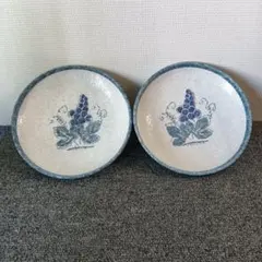 小皿 2枚セット ぶどう柄 陶器 和食器 未使用