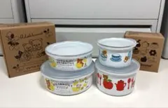 未使用❤︎リラックマ❤︎蓋付❤︎ホーローボウル❤︎北欧風容器❤︎4個まとめてのサムネイル
