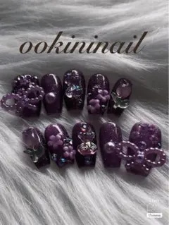 ラメ入り紫色ネイルチップ 10個セット