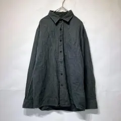 ユニクロ 綿100 シャツ グレー 無地 ベーシック カジュアル 長袖 b17