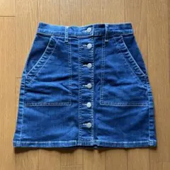ブラウニースタンダード　デニムブルー Aラインミニスカート ボタンフロント