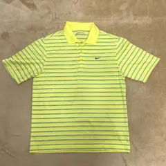 Nike Golf ポロシャツ L イエロー ストライプ ナイキゴルフ　ドライ