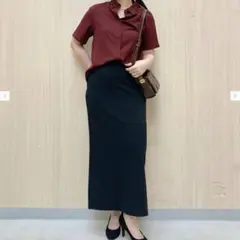 クレープジャージーナロースカート　M ネイビー