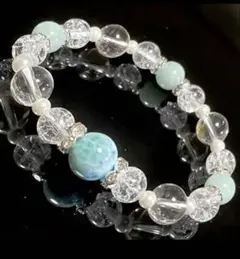 ラリマー アマゾナイト クリスタル天然石パワーストーンブレスレット