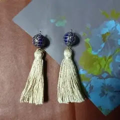 アンティーク調ビーズ×タッセル ピアス イヤリング