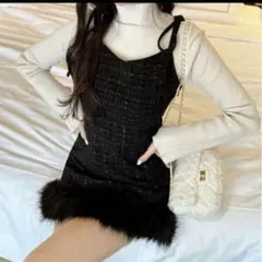 GRL ファーラメツイードミニキャミワンピース dk1104