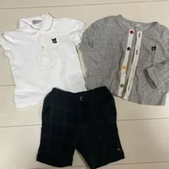 クマ刺繍ポロシャツ・カーディガン・ショートパンツセット　入園式