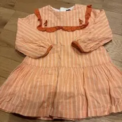 モイモルン　オレンジストライプ長袖ワンピース 100cm