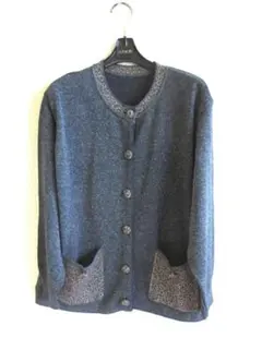 ラメ入りカーデガン麻混　大きいサイズ日本製　未使用品